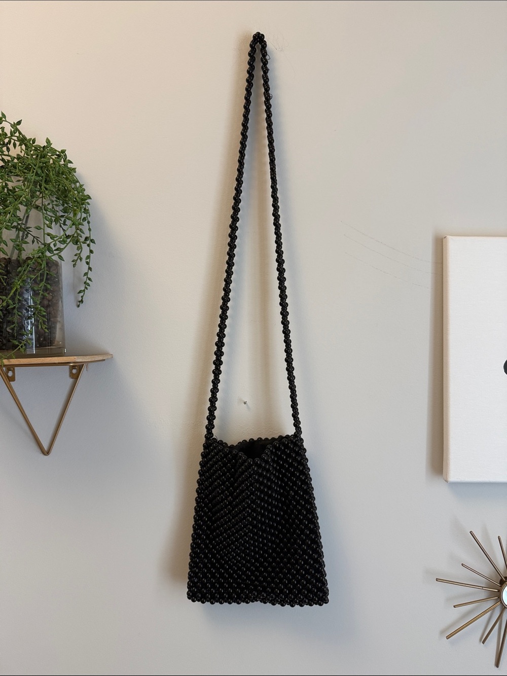 Urban Outfitters Black Beaded Shoulder Bag